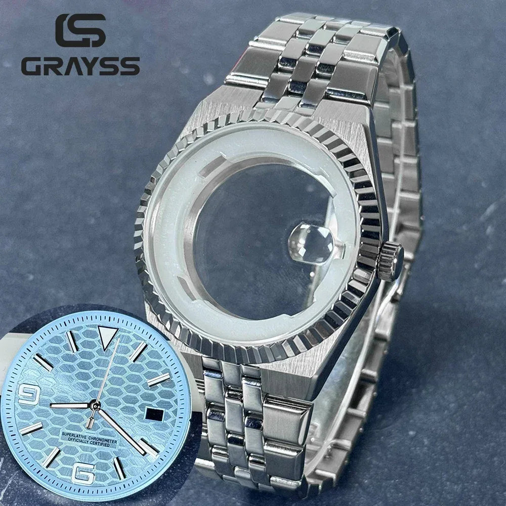 40mm Land-Dweller Watch Case & Dial Kit | Fits NH35 Miyota 8215 | 316L Stainless Steel Automatic Mechanical Case | Custom Iced Out Watch Base | Caratix - CaratixJewelry